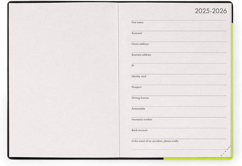 Agenda 12 Mesi Legami Settimanale Small 2026 Chartreuse con Chiusura ad Elastico