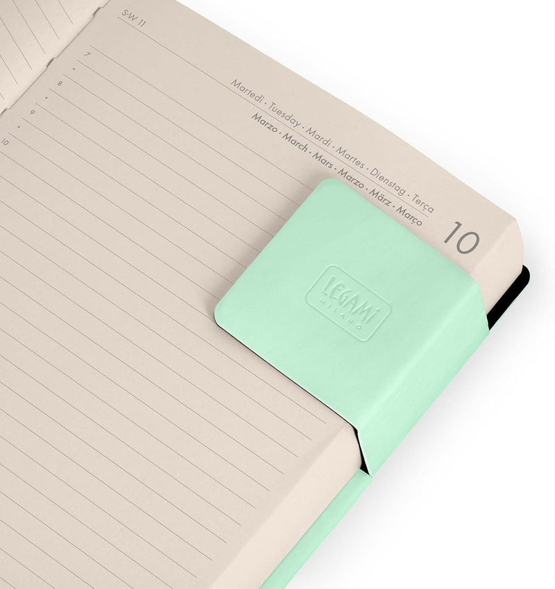 Agenda 12 Mesi Legami Giornaliera Medium 2026 Pastel Mint con Chiusura ad Elastico