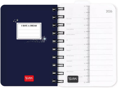 Agenda 12 Mesi Legami Giornaliera Small Spiralata 2026 Stars con Chiusura ad Elastico