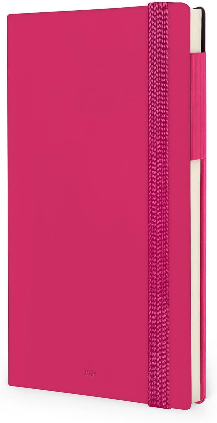 Agenda 12 Mesi Legami Settimanale Medium con Notebook 2026 Raspberry con Chiusura ad Elastico