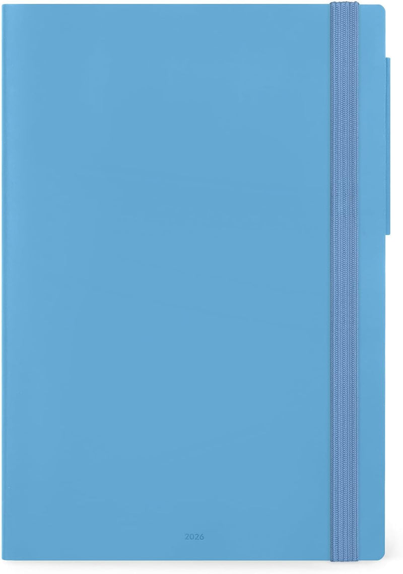 Agenda 12 Mesi Legami Giornaliera e Settimanale Large 2026 Retro Blue con Chiusura ad Elastico