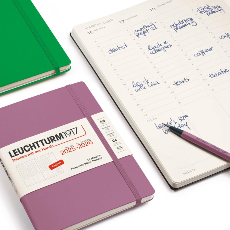 Agenda 18 Mesi Leuchtturm1917 Settimanale Accademica Master A4+ con Copertina Rigida Black 2026
