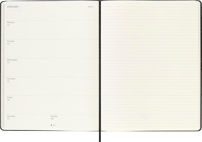 Agenda 18 Mesi Settimanale Moleskine XL con Copertina Rigida Nero 2026