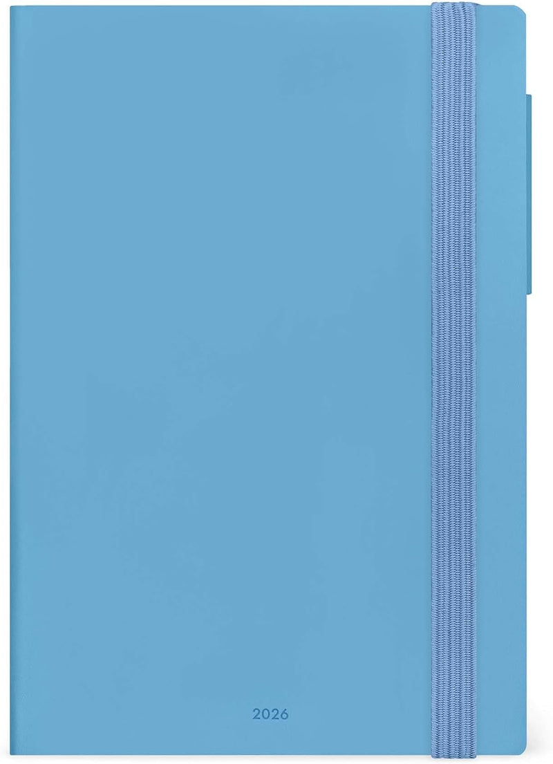 Agenda 12 Mesi Legami Giornaliera Medium 2026 Retro Blue con Chiusura ad Elastico