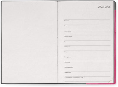 Agenda 12 Mesi Legami Settimanale Medium con Notebook 2026 Raspberry con Chiusura ad Elastico