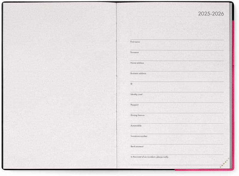 Agenda 12 Mesi Legami Settimanale Medium con Notebook 2026 Raspberry con Chiusura ad Elastico