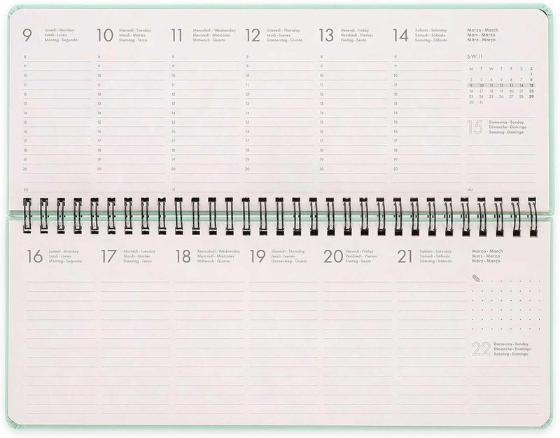 Planner da Scrivania 12 Mesi Legami Orizzontale 2026 Pastel Mint