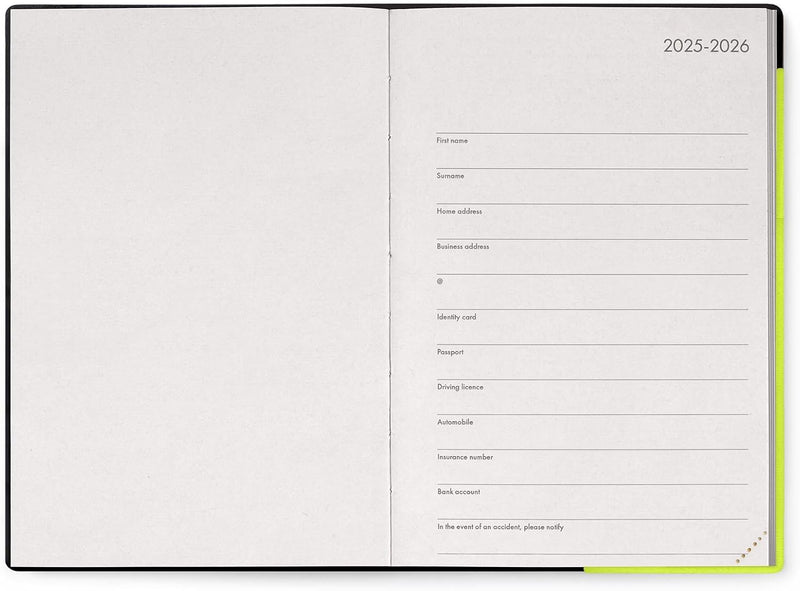 Agenda 12 Mesi Legami Settimanale Medium con Notebook 2026 Chartreuse con Chiusura ad Elastico