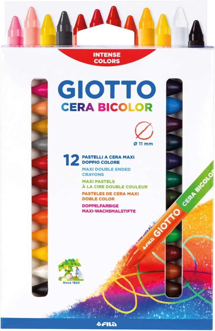 Pastelli a Cera Maxi Giotto Bicolor - 12 pezzi