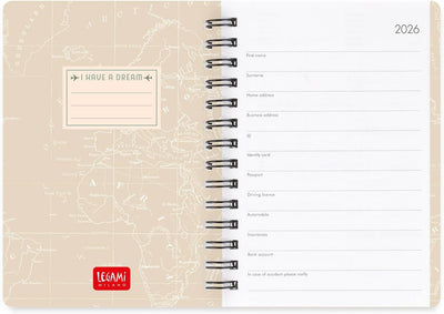 Agenda 12 Mesi Legami Settimanale Small Spiralata 2026 Travel con Chiusura ad Elastico