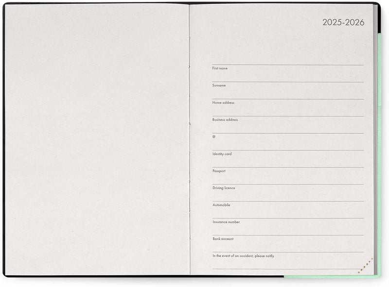 Agenda 12 Mesi Legami Settimanale Medium con Notebook 2026 Pastel Mint con Chiusura ad Elastico