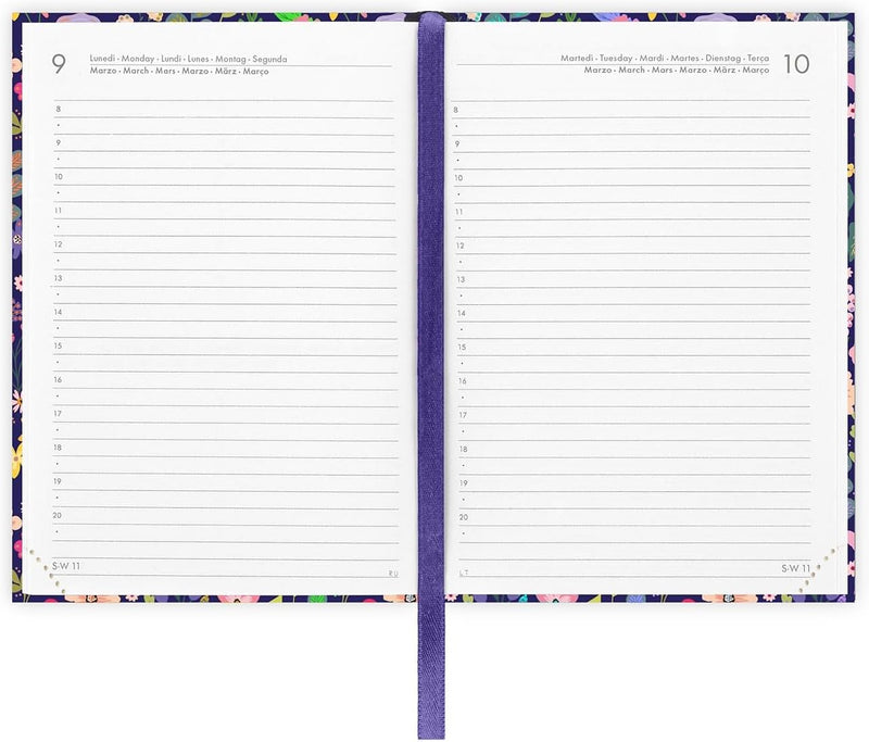 Agenda 12 Mesi Legami Giornaliera Fotografica Small 2026 Flowers con Chiusura ad Elastico