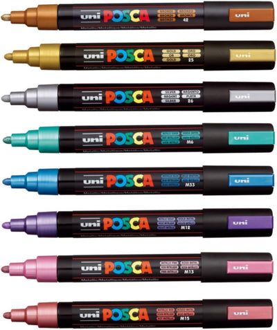 Pennarelli Marcatore a Tempera Uni Posca Metal a Punta Media - 8 pezzi