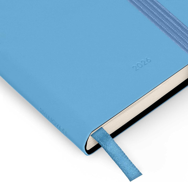 Agenda 12 Mesi Legami Bi-Giornaliera Mini con Rubrica e Matita 2026 Retro Blue con Chiusura ad Elastico