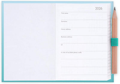 Agenda 12 Mesi Legami Bi-Giornaliera Mini con Rubrica e Matita 2026 Kitty con Chiusura ad Elastico
