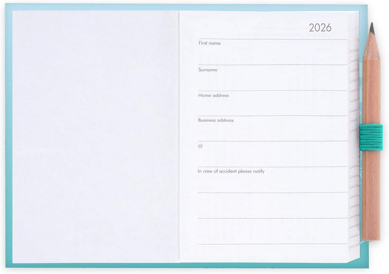 Agenda 12 Mesi Legami Bi-Giornaliera Mini con Rubrica e Matita 2026 Kitty con Chiusura ad Elastico