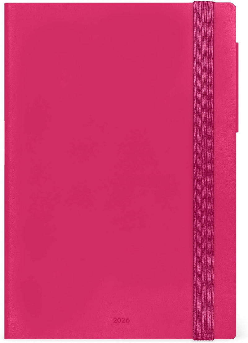 Agenda 12 Mesi Legami Giornaliera Medium 2026 Raspberry con Chiusura ad Elastico