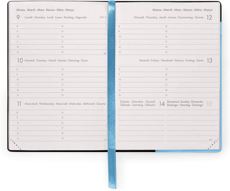 Agenda 12 Mesi Legami Settimanale Small 2026 Retro Blue con Chiusura ad Elastico