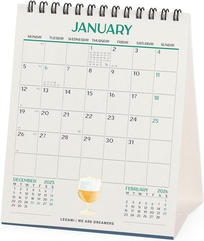 Calendario da Tavolo 12 Mesi Legami con Planner Annuale 2026 Beer 12 x 14,5 cm