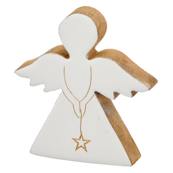 Angelo in Legno Bianco 10 x 10 x 1,5 cm