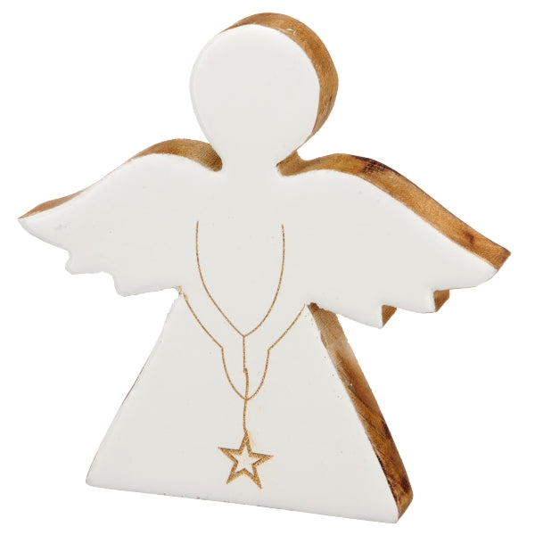Angelo in Legno Bianco 15 x 14 x 1,5 cm