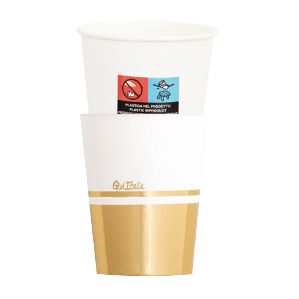 Bicchieri e Cover in Carta Liberty Gold 250 cc - 8 pezzi