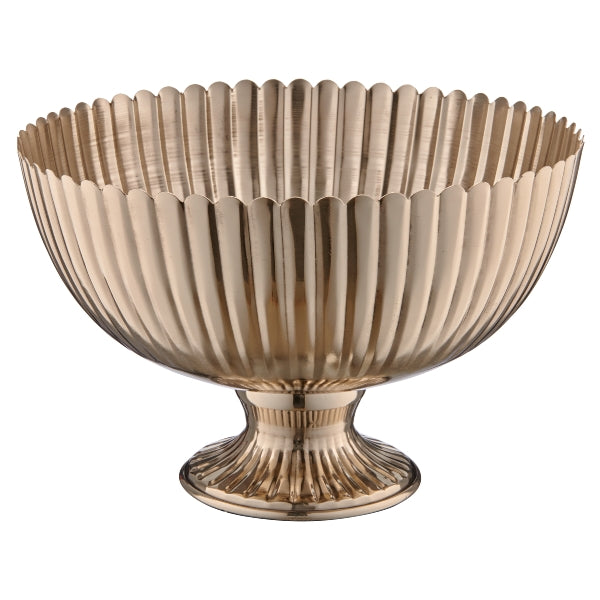 Coppa in Metallo Scanalato con Piede Argento 30,5 x 20,5 cm