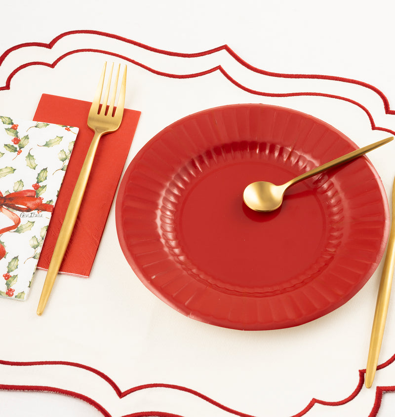 Tovaglioli Decoro Fiocco e Monocolore Rosso 33 x 33 cm - 16 pezzi