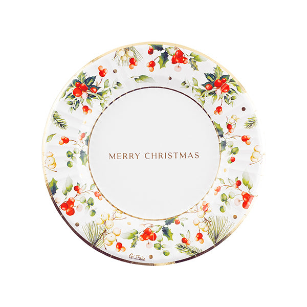 Piatti in Carta Christmas Greetings 23 cm - 8 pezzi