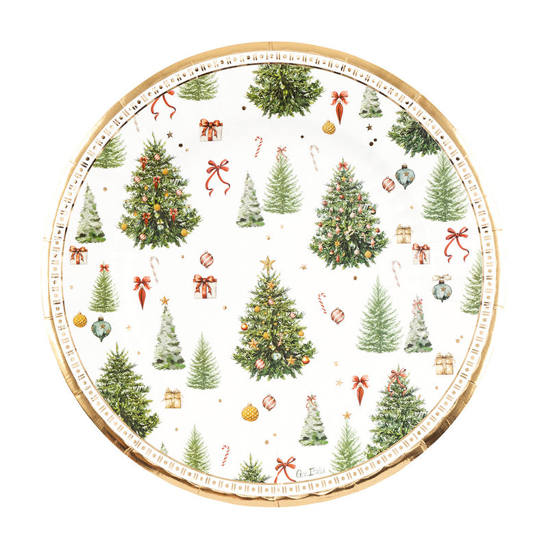 Piatti Fondi in Carta Christmas Forest 27 cm - 8 pezzi
