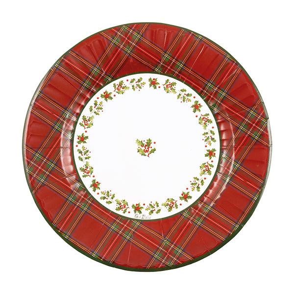 Piatti Fondi in Carta Scottish Christmas 27 cm - 8 pezzi