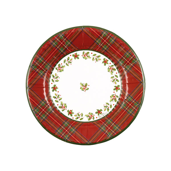 Piatti Fondi in Carta Scottish Christmas 21 cm - 8 pezzi
