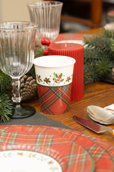 Bicchieri in Carta Scottish Christmas 250 cc - 8 pezzi