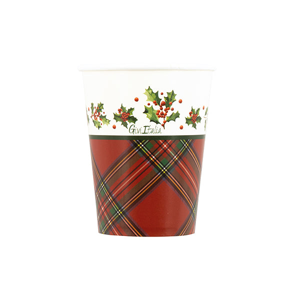 Bicchieri in Carta Scottish Christmas 250 cc - 8 pezzi