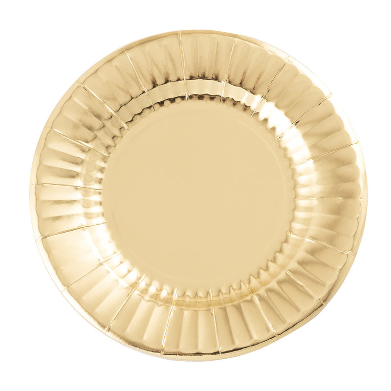 Piatti Round in Carta Oro 27 cm - 8 pezzi