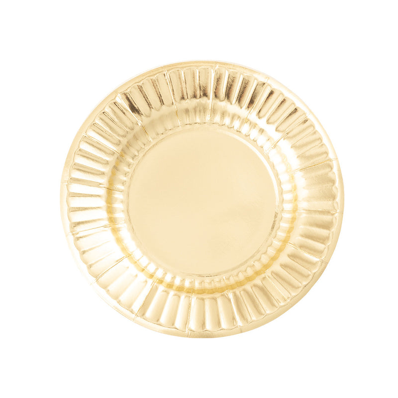 Piatti Round in Carta Oro 21 cm - 8 pezzi