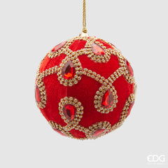 Sfera EDG Enzo de Gasperi in Velluto con Gemme Rosso 10 cm