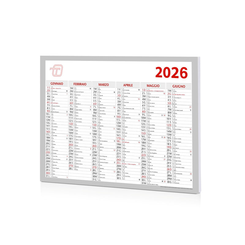 Calendario Murale Intempo 2026 in Cartoncino Colorato 48 x 33 cm
