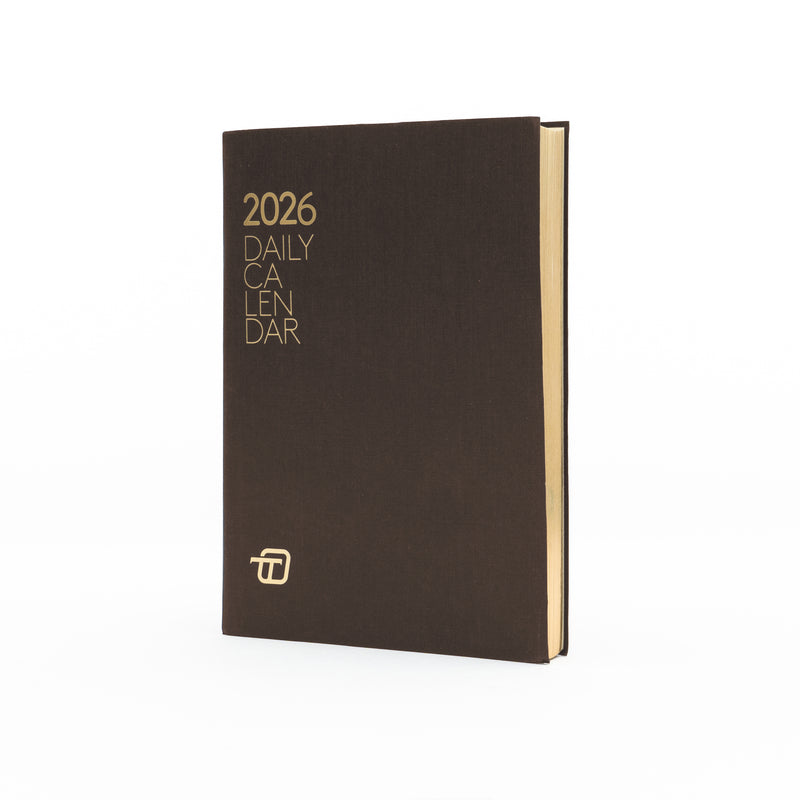 Refill Agenda 12 Mesi Giornaliera 2026 Intempo con Fasciatura Esterna in Cartoncino Marrone con Taglio Oro 15 x 21 cm