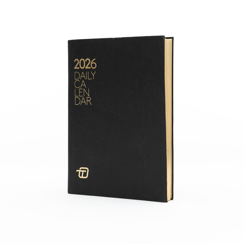 Refill Agenda 12 Mesi Giornaliera 2026 Intempo con Fasciatura Esterna in Cartoncino Nero con Taglio Oro 15 x 21 cm