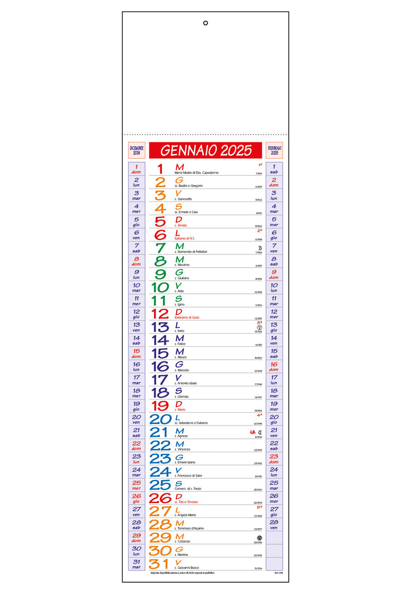 Calendario Olandese Termosaldato Silhouette Multicolor 14 x 47 cm