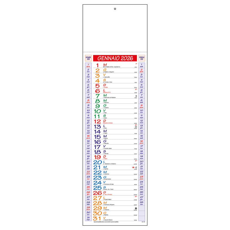 Calendario Olandese Intempo 2026 Termosaldato Silhouette Multicolor 14 x 47 cm