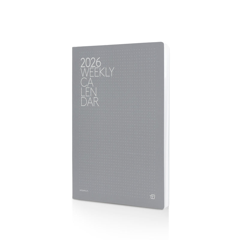 Refill Agenda 12 Mesi Settimanale 2026 Intempo con Fasciatura Esterna in Cartoncino Grigio 15 x 21 cm