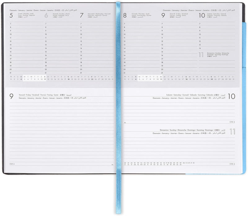 Agenda 12 Mesi Legami Giornaliera e Settimanale Large 2026 Retro Blue con Chiusura ad Elastico