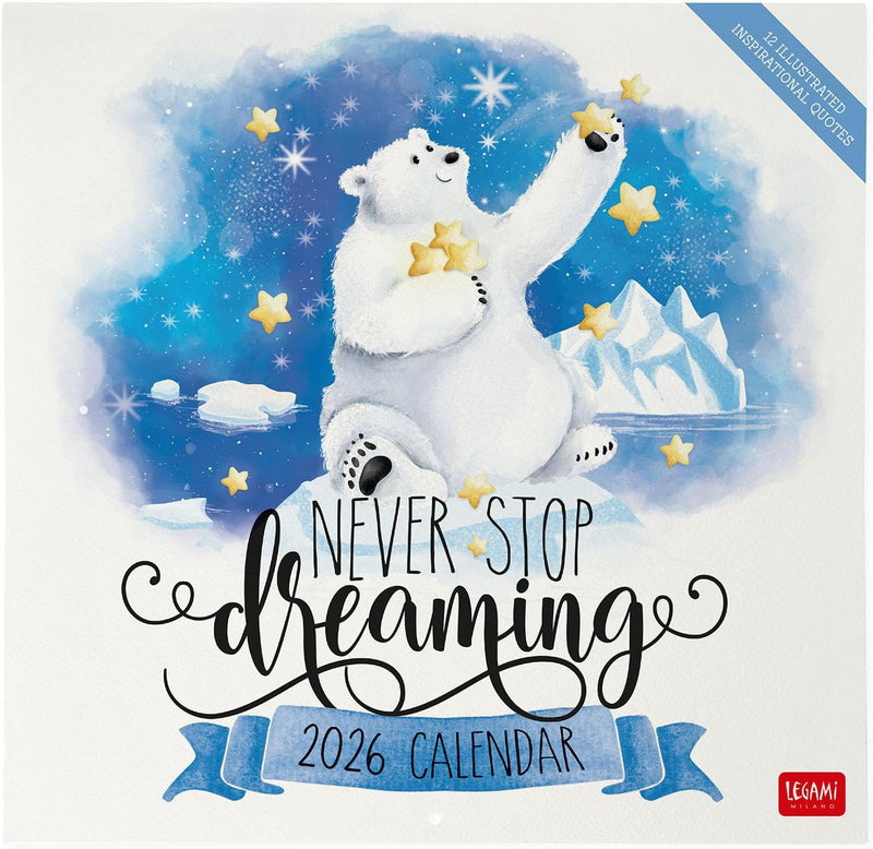Calendario da Parete 12 Mesi Legami con Planner Annuale 2026 Aphorisms 30 x 29 cm