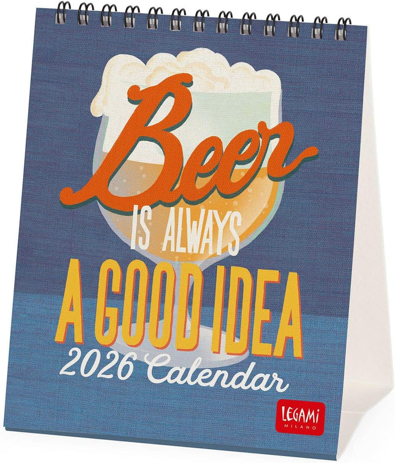 Calendario da Tavolo 12 Mesi Legami con Planner Annuale 2026 Beer 12 x 14,5 cm