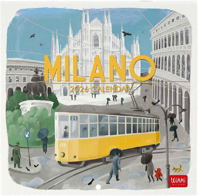 Calendario da Parete 12 Mesi Legami con Planner Annuale 2026 Milano 18 x 18 cm