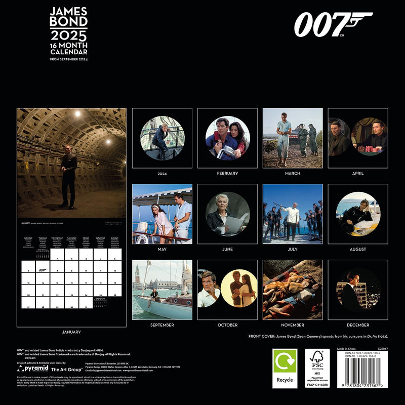 Calendario 2025 James Bond 30 x 30 cm