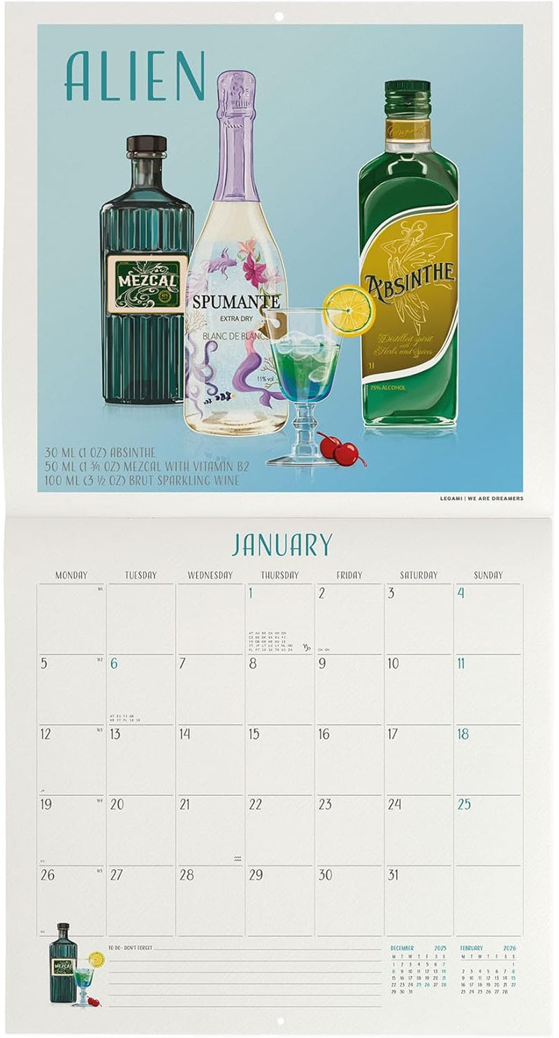 Calendario da Parete 12 Mesi Legami con Planner Annuale 2026 Cheers 30 x 29 cm