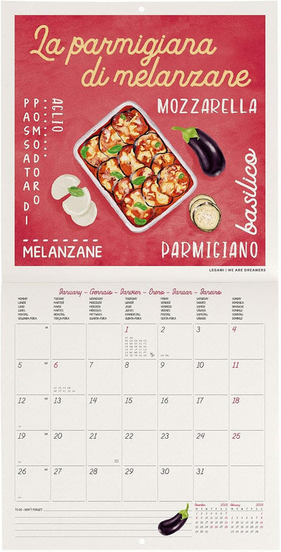 Calendario da Parete 12 Mesi Legami con Planner Annuale 2026 La Dolce Vita 18 x 18 cm